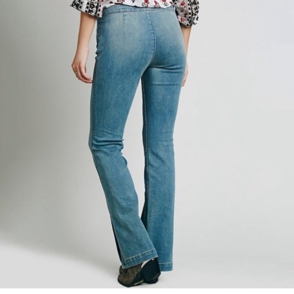 Free People Flare Split Hem Jeans Size 27 Medium Wash - Picture 3 of 16